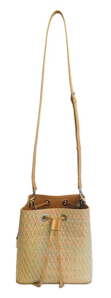 Alya bucket small textile beige diamond pattern