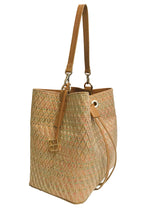 Alya bucket small textile beige diamond pattern
