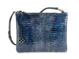 Peacock Umhängetasche Clutch Echsenprägung blau marine