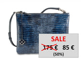 Peacock Pouch Single Medium – Echsenprägung blau - Musterverkauf