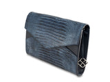 Maia Clutch Echsenprägung marine blau