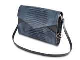 Maia Clutch Echsenprägung marine blau