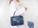 Almaaz Lock M Henkeltasche top handle bag blue lizzard