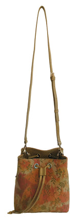Alya Bucket Small textile oliv patterned
