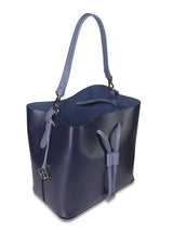 Alya Bucket Bag, Leder smooth, nachtblau + hellblau