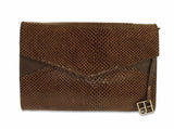 Maia Clutch, Schlangenoptik, Schlangenprägung braun