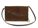 Maia Clutch, Schlangenoptik, Schlangenprägung braun