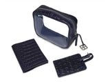 Geschenkset 3er, Croc, marineIda Kosmetik-Tasche, Reisepass Hülle, Gepäckanhänger
