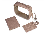 Geschenkset 3er, Croc puderIda Kosmetik-Tasche, Reisepass Hülle, Gepäckanhänger