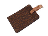 Koffer-Anhänger, Leder geprägt schokobraun, cognac