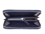 Dalim Damen Geldbörse, blau, Leder mit Kroko Prägung