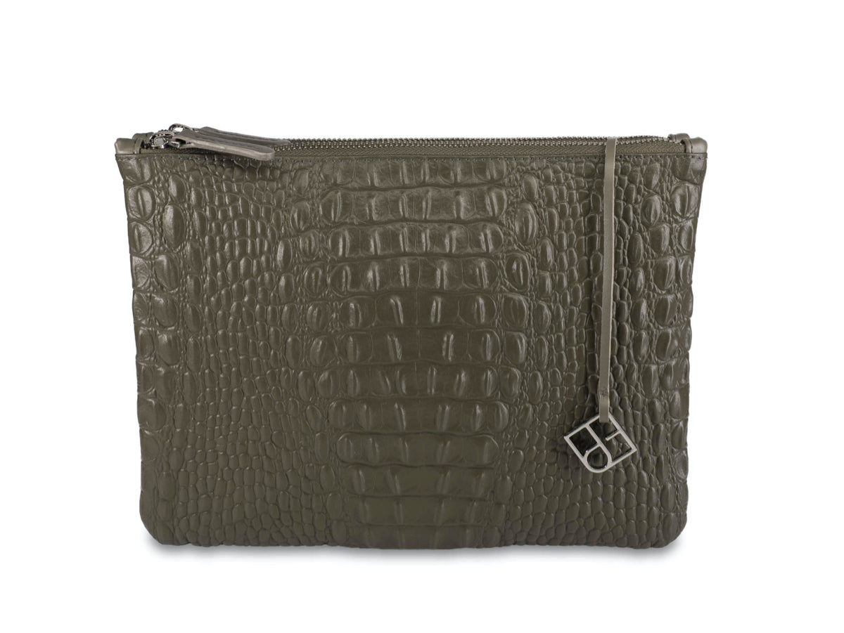 Croc Embossed Peacock Leather Bags & Accessories Collection