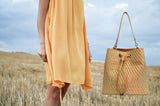 Alya bucket small textile beige diamond pattern