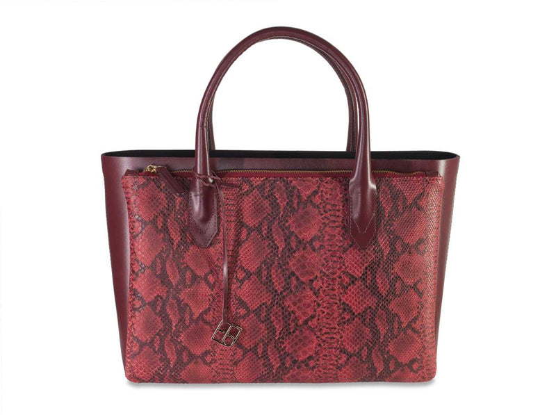 Shopper "Caya" - wine with snake embossing