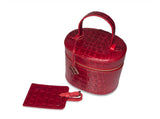 Tania Kosmetik-Tasche mit Koffer-Anhänger, Croc Prägung rot
