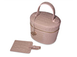 Tania Kosmetik-Tasche mit Koffer-Anhänger, Croc Prägung puder