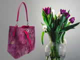 Alya Bucket Small Textile - purple ornament pattern